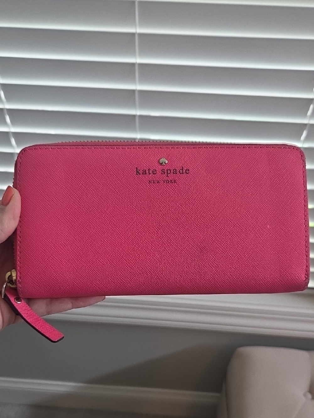 kate spade Hot Pink Zip-Around Saffiano Wallet
